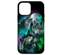 Grey Wolf Hunting in the Forest under Full Moon and Aurora Case for iPhone 12 mini
