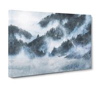 Grey Wolf In A Winter Forest Canvas Print | Gallery Wrapped 30mm Frame Wall Art | 20x14 inches | Ready to Hang | Abstract Animals Picture | Living Room Bedroom Lounge Office