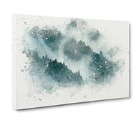 Grey Wolf In A Winter Forest Canvas Print | Gallery Wrapped 30mm Frame Wall Art | 24x16 inches | Ready to Hang | Abstract Animals Picture | Living Room Bedroom Lounge Office