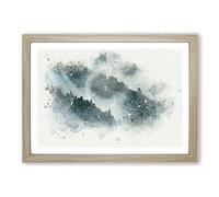 Grey Wolf in a Winter Forest in Abstract Framed Print | A2 Oak Framed Wall Art | Ready to Hang | Abstract Animal Picture | Living Room Bedroom Lounge Office