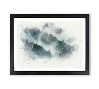 Grey Wolf In A Winter Forest In Abstract Modern Art Framed Print | A2 Black Framed Wall Art | Ready to Hang | Abstract Animal Picture | Living Room Bedroom Lounge Office