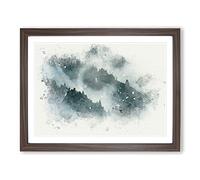 Grey Wolf In A Winter Forest In Abstract Modern Art Framed Wall Art Print, Ready to Hang Picture for Living Room Bedroom Home Office Décor, Walnut A2 (64 x 46 cm)