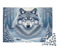 Grey Wolf Jigsaw Puzzle for Adults 1000 Piece Jigsaw Puzzle Winter Forest Puzzle Game for Family Mindful Relaxation Home Decor Gift 38x26cm/1000pcs