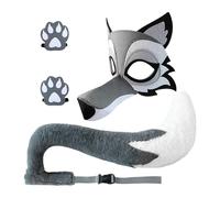 Grey Wolf Outfit - Soft Plush Material - Ears Headband, Adjustable Tail Strap, Comfortable Fit Design, Realistic Animal Silent | Wolf Costume Kids For Cosplay Stage Performance Carnival Hal