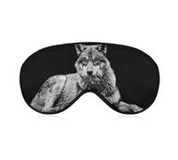 Grey Wolf Sleep Mask Blindfold Black Background Adjustable Super-Smooth Soft Eye Mask Cover for Men Women Travel and Nap