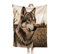 Grey Wolf TeenagerPattern Kids Blanket 40x50 Inches, Ultra Soft Single Bed Flannel Blanket for Bedroom, Living Room, Luxury Microfiber 3D Print Throw for Boys and Girls ab92