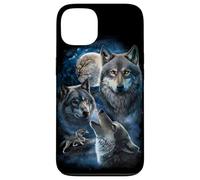 Grey Wolf Under Full Moon, Space, Galaxy, and Stars Case for iPhone 13