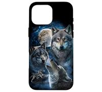 Grey Wolf Under Full Moon, Space, Galaxy, and Stars Case for iPhone 16 Pro Max