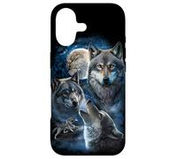 Grey Wolf Under Full Moon, Space, Galaxy, and Stars Case for iPhone 17