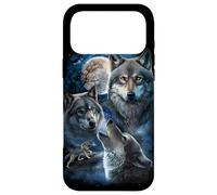 Grey Wolf Under Full Moon, Space, Galaxy, and Stars Case for iPhone 17 Pro Max