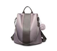 (Grey) Women Anti-theft Backpacks Girls Fur Ball School Bags Waterproof Daypack Rucksack Shoulder Bags