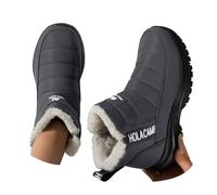Grey Women's Ankle Boot Winter Snow Boots Faux Fur Lining Waterproof Anti Slip Warm Boots Outdoor Lightweight Walking Snow Booties Slip on Shoes Hiking Shoe Footwear Trendy UK 4.5 Clearance