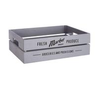 Orsina Set Of 3 Rustic Grey Crates, Paulownia Crate Box Wooden, Stackable Rustic Crates With Cut-Out Handles