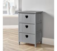 Home Source Wooden Drawer Chest Storage Unit Bedroom Organiser Bedside Love Hearts in Grey Home Source Grey