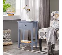 Grey Wooden Bedside Table, Drawer & Shelf Nightstand for Bedroom EONLION Grey One Size