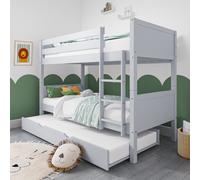 Grey Wooden Detachable Bunk Bed with Trundle - Luca