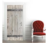 Grey Wooden Door Stickers for Interior Doors Country Style 3D Door Decals Art Sticker Self Adhesive Door Murals for Bedrooms Living Room Bathroom Home Decor 90 x 200 cm 6902A