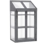Grey Wooden Double Door Cold Frame Greenhouse For Flowers Outsunny