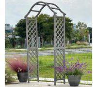 Grey Wooden Garden Arch Pergola with Lattice Trellis - Ideal Entryway, 113x40x221 cm (China Fir)