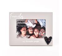 Grey Wooden Photo Frame with 3D Heart - 6x4 - Family
