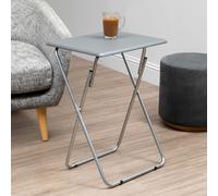 Grey Wooden Top Folding Table with Silver Frame, Bernie