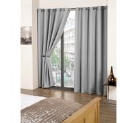Woven Thermal Blackout Eyelet Curtains - Grey / 168cm / 228cm