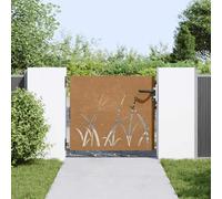 vidaXL Garden Gate 85x100 cm Corten Steel Grass Design