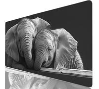 Grey XXL Mouse Mat 100x50cm Gaming Mouse Pad Elephant Large Desk Mat, Gaming Desk Accessories with Non-Slip Base & Stitched Edges, Improved Precision Speed Mousepad for PC, Office Home Gamer H0-175
