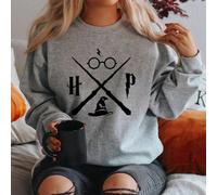 (grey, XXXL) Wizard Hat Sweatshirt Wizard Wand Hoodie HP Pullovers Long Sleeve Unisex Graphic Hoodies Magic School Sweatshirts Streetwear Top
