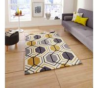 Grey/yellow Geometric Handmade Modern Easy To Clean Rug For Dining Room Bed Room And Living Room-120Cm X 170Cm