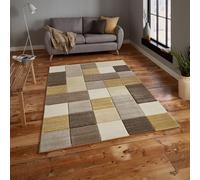 Grey/yellow Geometric Modern Handmade Easy To Clean Rug For Living Room Bedroom And Dining Room-60 X 230Cm (Runner)