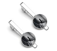 Grey Zen Stones Picture 2 Pcs Tie Clips for Men Necktie Tie Bar