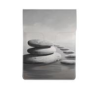 Grey Zen Stones Picture Print 13-inch Laptop Sleeve, Slim Shockproof Insertion Design Leather Laptop Case for Office, School, Travel