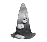 (Grey Zen Stones Picture) Print Hooded Cape For Teenagers Costume Party, Halloween Hooded Cape Soft and Elastic,M