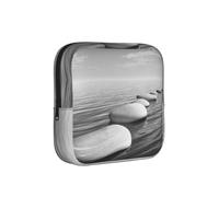 Grey Zen Stones Picture Print Sanitary Napkin Storage Bag, Portable Holder for Pads, Period Pouch for Teen Girls, Reusable Sanitary Bag