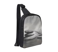Grey Zen Stones Picture Printed Chest Bag Sling Bag for Men Women, Waterproof Crossbody Backpack Men Bag for Runner Workout Hiking Cycling Travel