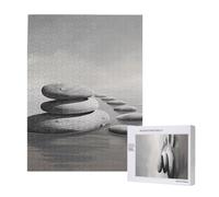 Grey Zen Stones Picture Printed Wooden Intelligence Puzzle 38x52 CM, 500 Pieces(boxed) Jigsaw Puzzles Education Game for Adults, Home Decoration Puzzle