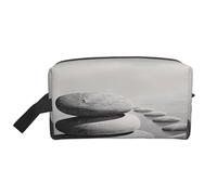 Grey Zen Stones Picture Printing Portable Makeup Bag for Women Girl Large Capacity Travel Cosmetic Bag Makeup Pouch Organizer with Handle