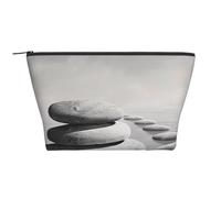 Grey Zen Stones Picture Printing Trapezoid Makeup Bag for Women Girl Large Capacity Portable Travel Cosmetic Bag Makeup Pouch Organizer