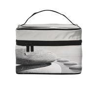 Grey Zen Stones Picture Prints Makeup Bag for Women Men, Travel Cosmetic Bag Large Wide-Open Portable Toiletry Bag with Handle