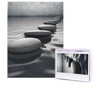 Grey Zen Stones Picture Puzzle for Adults 500 Pieces Personalized Jigsaw Puzzles from Photos, Challenging Puzzle Perfect for Game Nights, Wooden Puzzles Gift for Holiday Birthday