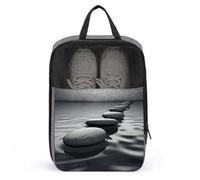 Grey Zen Stones Picture Shoe Bag Travel Shoe Organizer Water-Resistant Shoe Pouch with Zipper Sneaker Dust Bag, gray, One Size, Modern