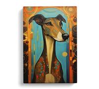 Greyhound Art Nouveau Art Canvas Print | Gallery Wrapped 30mm Frame Wall Decor | 30x20 inches | Ready to Hang | Contemporary Picture | Living Room Bedroom Lounge Office