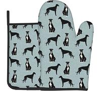 Greyhound Black Pet Dog Oven Mitts And Pot Holders,Cooking Gloves, Heat Resistant Baking Mitts