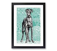 Greyhound by Moriz Jung Framed Wall Art Print A2 Black