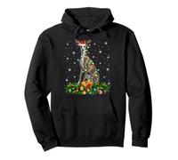 Greyhound Christmas Lights Reindeer Santa Hat Dog Xmas Pullover Hoodie