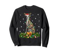 Greyhound Christmas Lights Reindeer Santa Hat Dog Xmas Sweatshirt