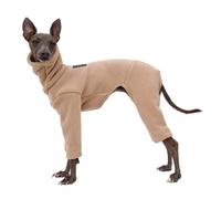 Greyhound Clothes - Dog Winter Warm Fleece Turtleneck Jumpsuit Four-Leg Rompers Long Sleeve Sweatshirt Outdoor Coat for Italian Greyhound Whippet Deerhound Bedlington Terrier (S, Khaki)