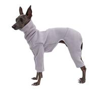 Greyhound Clothes - Dog Winter Warm Fleece Turtleneck Jumpsuit Four-Leg Rompers Long Sleeve Sweatshirt Outdoor Coat for Italian Greyhound Whippet Deerhound Bedlington Terrier (XL, Light Purple)