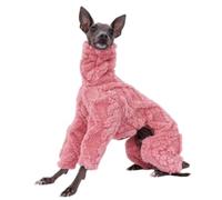 Greyhound Clothes - Dog Winter Warm Fleece Turtleneck Jumpsuit Four-Leg Rompers Long Sleeve Sweatshirt Thick Outdoor Coat for Italian Greyhound Whippet Deerhound Bedlington Terrier (S,Pink)